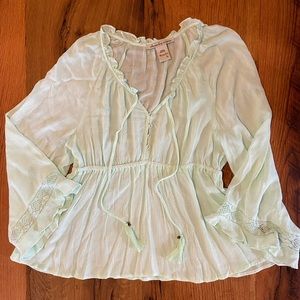 American Rag Light Mint Green Peasant Blouse